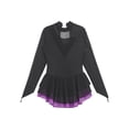 thumbnail image 6 of Raenseen Figure Ice Skating Dress for Girls Mesh Long Sleeve Sparkly Rhinestones Gymnastics Leotard Ballet Dance Outfit Purple 8, 6 of 7