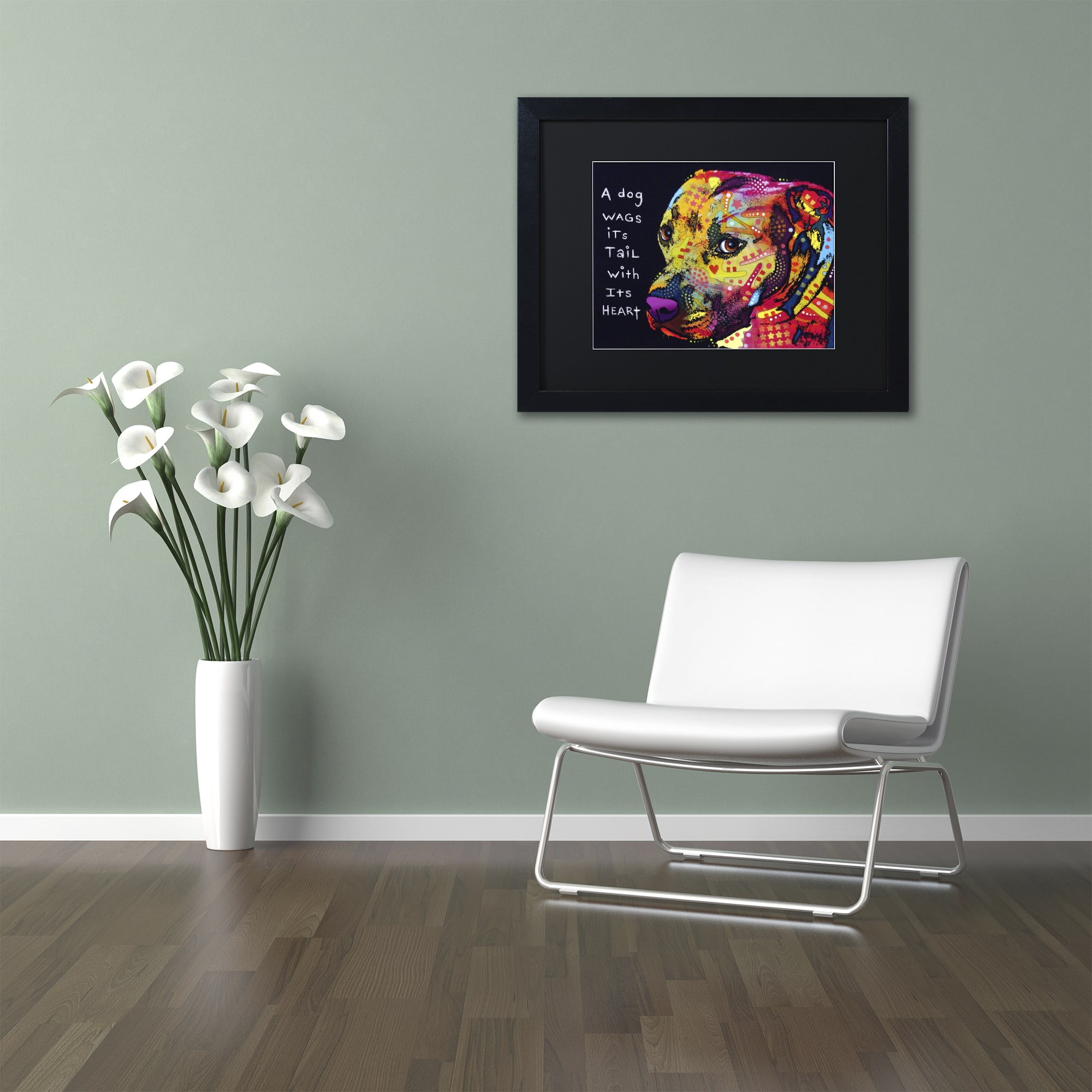 Trademark Fine Art "Gratitude Pitbull" Canvas Art by Dean Russo, Black Matte, Black Frame