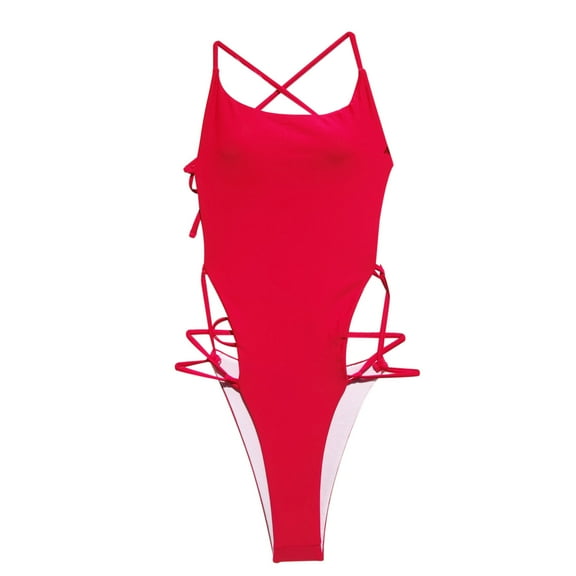 LYXSSBYX Plus Size Swimwear One Piece Women One-Piece Solid Bikini Push-Up Pad Swimwear Bandage Hollow out Swimsuit Beachwear