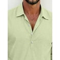 thumbnail image 3 of Classic Shirts Mens Linen Long Sleeve Button-Up Lapel Shirts Casual Summer Beach Shirt Light Green XL, 3 of 4