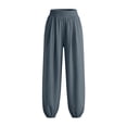thumbnail image 7 of Gytharion Cotton Linen Pants for Women Fashion Casual Solid Color Drawstring Elastic Waist Trousers Loose Fit Beach Pants, 7 of 7
