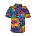 thumbnail image 3 of Daiia Psychedelic Sunflowers Hawaiian Shirt for Men Gentle Cotton Regular Short Sleeve Casual-Small, 3 of 9