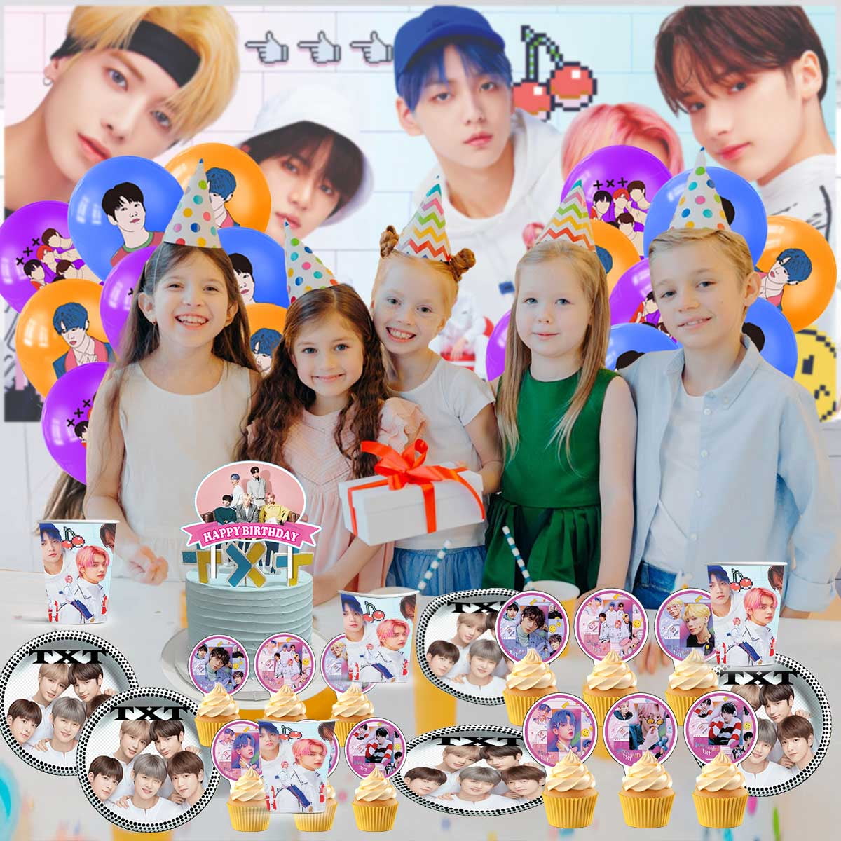 Kpop TXT Cake Topper CupcakeS Set Birthday Party Supplies Decoration Decor Kit