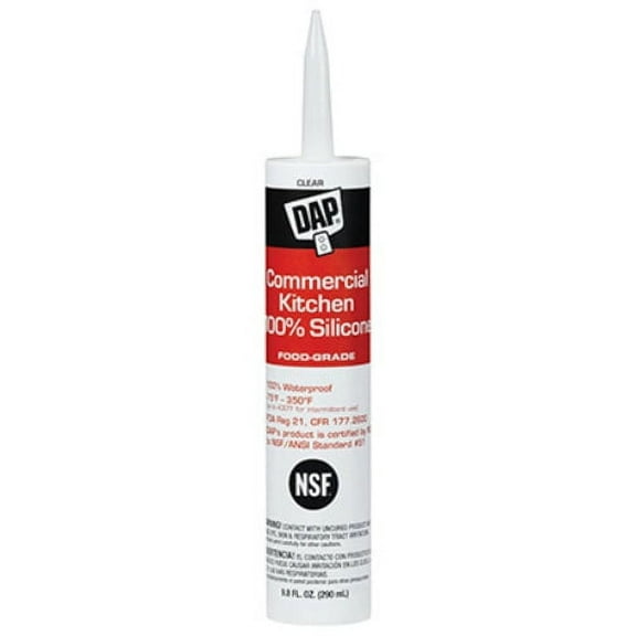 Dap 08658 Commercial Kitchen 100% Silicone Sealant, 9.8 Oz, Clear, Each