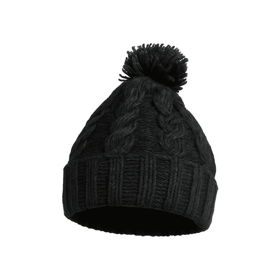 Unisex Hand-Knit Woolen Beanie Hat with Micro-Fleece Lining, Warm Winter Cap for Cold & Windy Days -  Black- Black