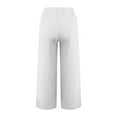 thumbnail image 6 of Husipze Linen Pants Women Summer Drawstring Elastic Waisted Palazzo Pants Casual Loose Wide Leg Pants with Pockets White 3XL, 6 of 9