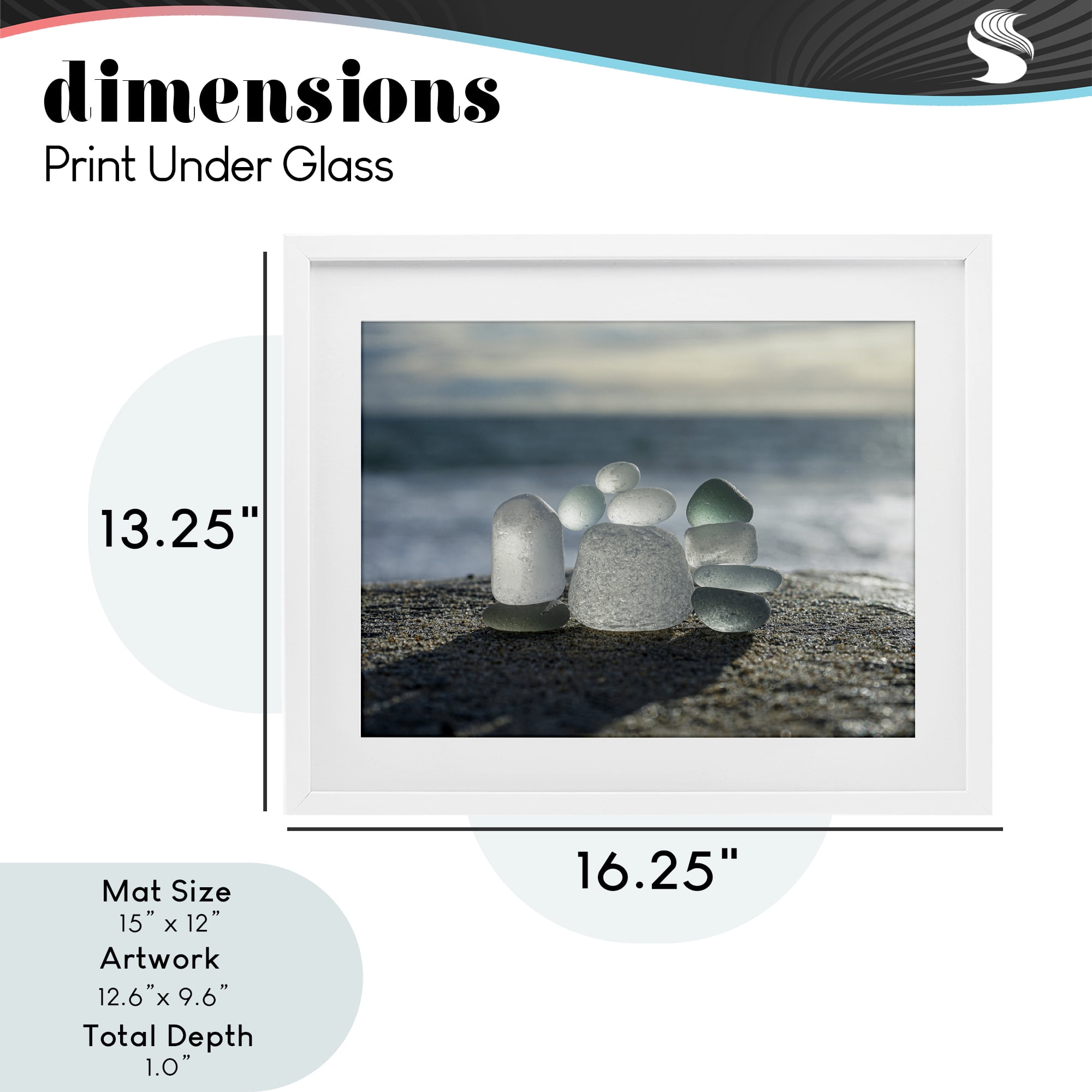 Stupell Industries Balancing Sea Glass Pebbles White Framed Print Under Glass, design by LMarie Allen