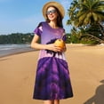 thumbnail image 4 of Goofa Lavender Field Sunset Pattern Women Summer Short Sleeve Midi Dress with Pockets Casual Aline Flowy Tshirt Dress Vocation Beach Sundress, 4 of 6