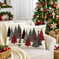 thumbnail image 2 of Christmas Winter Pillow Covers 18x18 Inch Set of 2 Red and Black Xmas Trees Decorative Throw Pillow Cover Watercolor Nature Forest Decoration Holiday Farmhouse Pillow Case for Home Sofa Decor White, 2 of 6