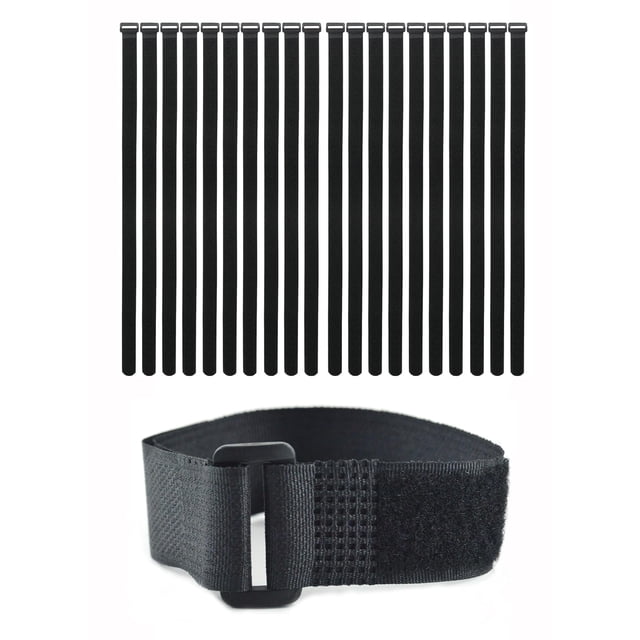 HUAHAITGCH Paquete de 20 bridas y correas para cables de sujeción reutilizables (12 x 1 pulgada), correas de gancho y bucle multiusos ajustables, bridas para cables de nailon, organizador, correas de