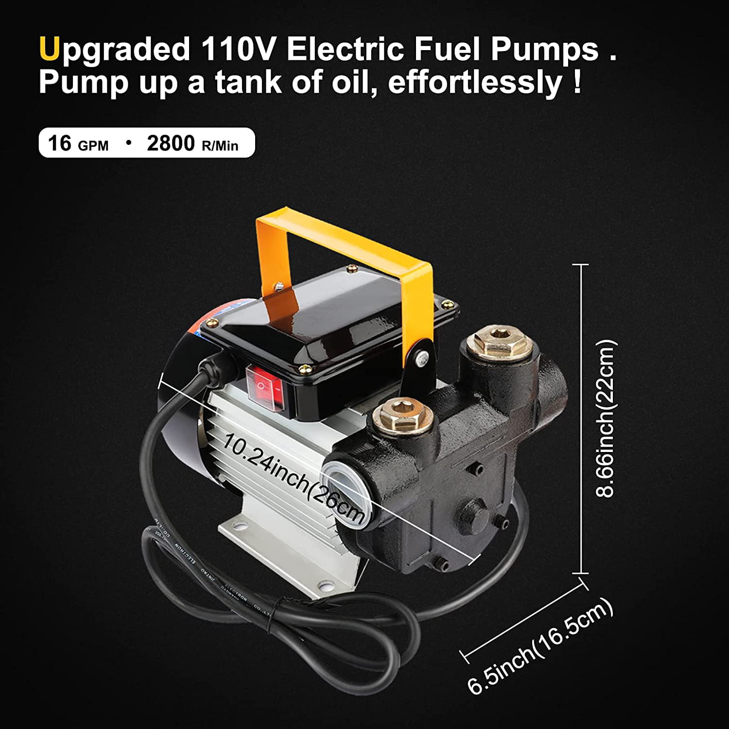 60L/Min Oil Diesel Kerosene 550W 110V Fuel Transfer Pump 16 GPM US 