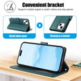 thumbnail image 3 of ELEHOLD Case for iPhone 15 Plus, Shockproof PU Leather Crossbody Wallet Stand Case with Credit Card Holder & Wrist Strap,Green, 3 of 7