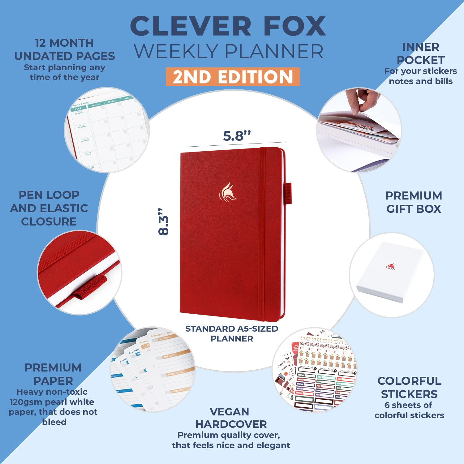 Clever Fox Planner 2nd Edition - Red