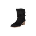 thumbnail image 3 of Willtoo Women's Faux Suede Ankle Boots, Slouchy Ruched Chunky Heel Booties, Round Toe Comfortable Pull-On Casual Shoes, 3 of 6