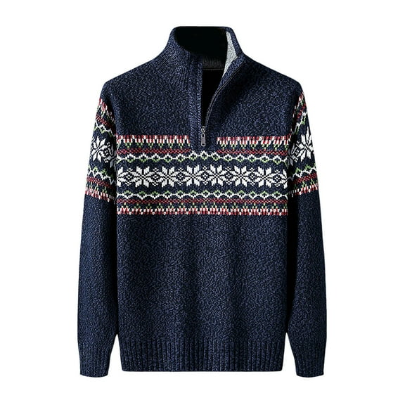 Mens Christmas Sweaters Funny Long Sleeve Half Zip Pullover Sweaters Slim Fit Winter Warm Cozy Xmas Gifts Mens Sweaters