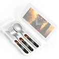 thumbnail image 4 of Zufioo Sunset Maple Tree Fox Print Children's Knife, Fork and Spoon Three-Piece Set, Toddler Safety Cutlery with Outer Box Suitable for Home and Kindergarten Use, 4 of 8