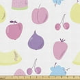 thumbnail image 1 of Fruits Fabric by the Yard, Summer Vitamin Cherry Pears Fig Apple Flowers Watermelon Freshness Pastel, Decorative Upholstery Fabric for Sofas and Home Accents, Pink Pale Green Lilac by Ambesonne, 1 of 5