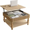 thumbnail image 5 of Atumcto 31.5" Square Lift Top Coffee Table with Hidden Storage, Open Shelf, Fluted Design & Hydraulic Lift Mechanism for Living Room, Natural Wood, 5 of 12