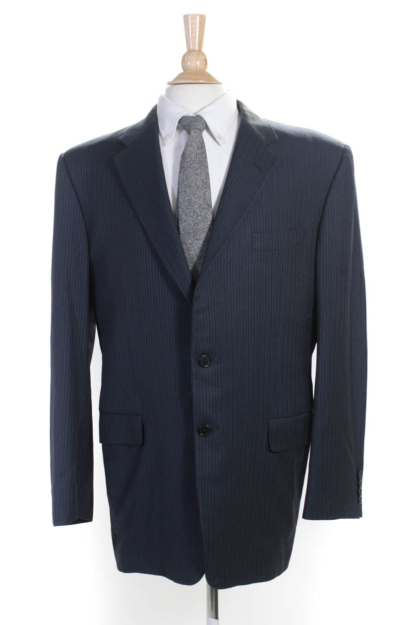 PreownedHickey Freeman Mens Two Button Notched Lapel Pinstriped