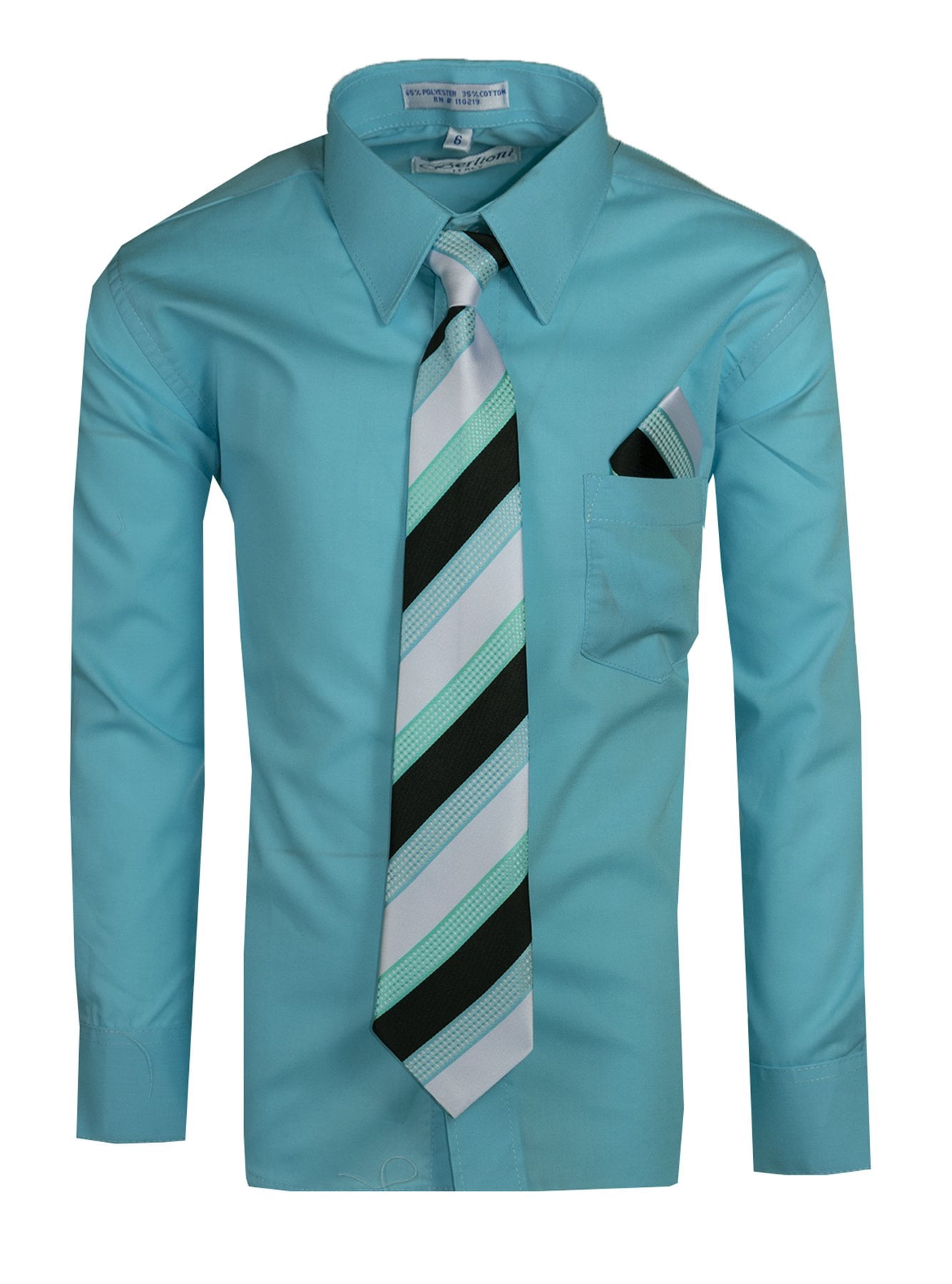 Boys Long Sleeve Dress Shirt with Neck 