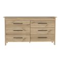 thumbnail image 5 of DEPOT E-SHOP Paris 6 Drawer Double Dresser -Six Drawers, Four Legs, Countertop-Light Oak/White. For Bedroom, 5 of 5