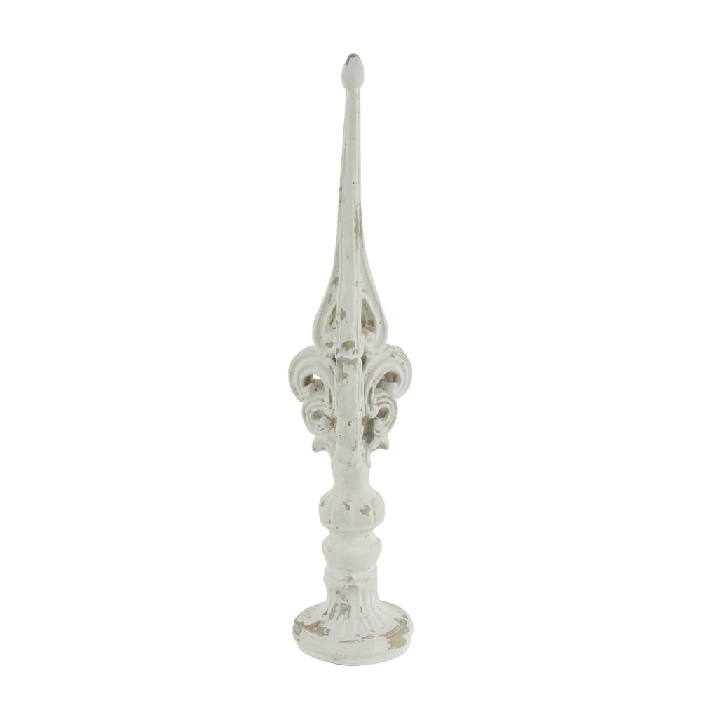 DecMode Fiberglass Vintage Finial Sculpture, White
