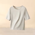 thumbnail image 2 of KyCheLot Womens Plus Size T-Shirts Solid Color Round Neck 1/2 Length Sleeve Tops Summer Beach Vacation T-Shirts, 2 of 7