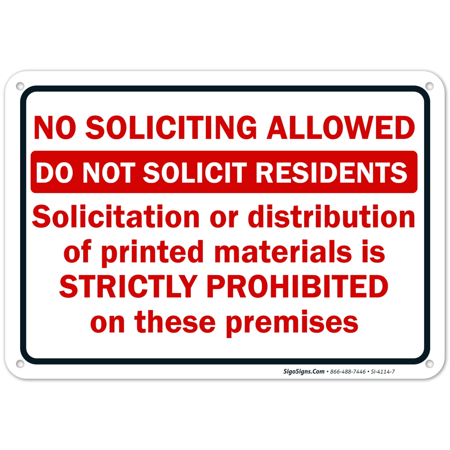 No Soliciting Allowed Sign, 10x7 Aluminum - Walmart.com