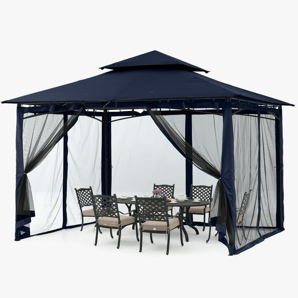 Abccanopy 10x12 Patio Gazebos For Patios Double Roof Soft Canopy Garden Gazebo With Mosquito Netting Shade And Rain Navy Blue Com - Abccanopy 10 X 12 Patio Gazebo Canopy Abccanopy 10x12 Patio Gazebos For Patios Double Roof Soft Canopy Garden Gazebo With Mosquito Netting Shade And Rain Navy Blue Com - Abccanopy 10 X 12 Patio Gazebo Canopy