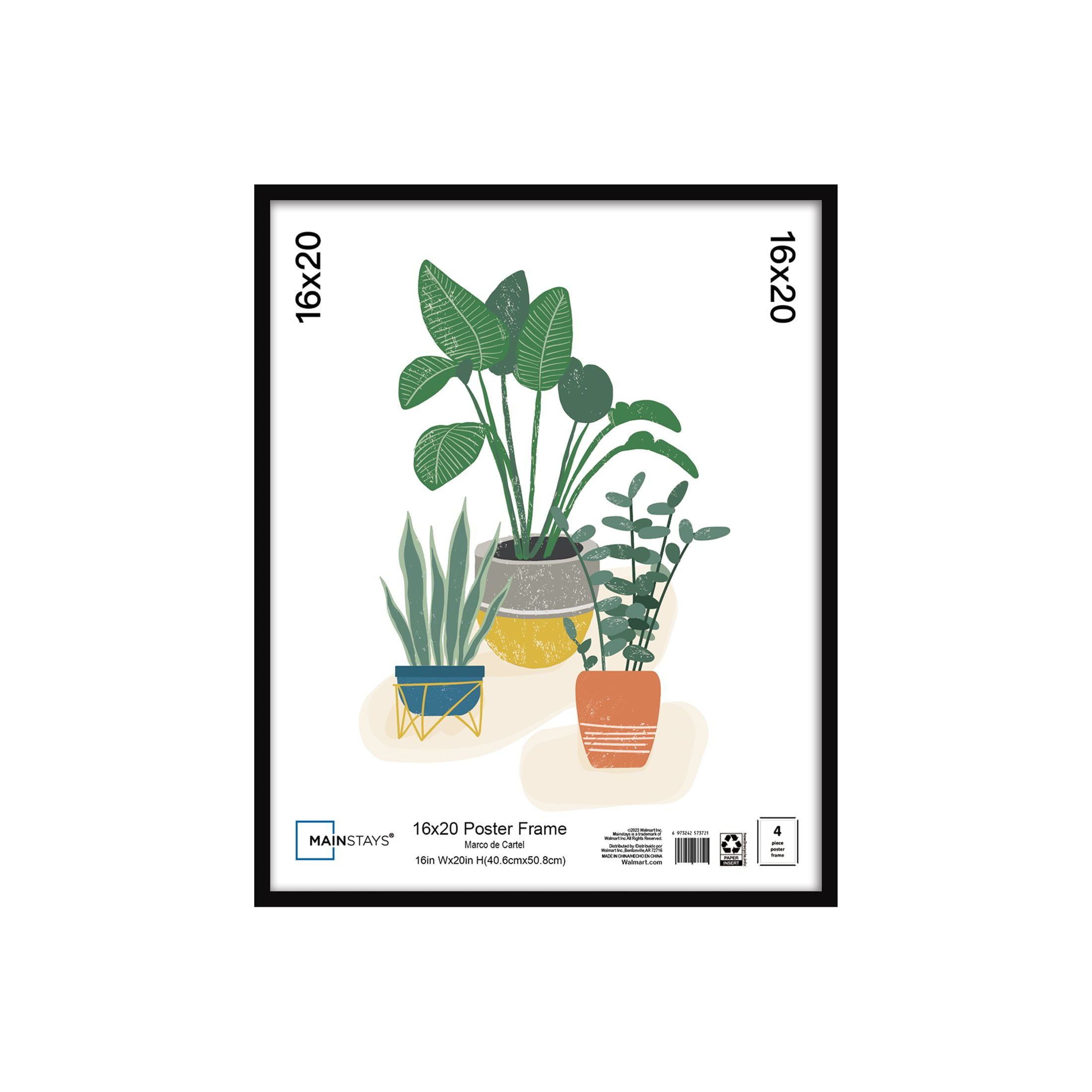 (7 pack) Mainstays – 16x20 Picture Frame – Black Flat Profile Wall Photo Frame