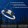 thumbnail image 2 of Gem Stone King 1.70 Cttw Lab Grown Diamond and Blue Sapphire 3-Stone Engagement Ring for Women | 925 Silver and 10K Yellow Gold | Round 5MM | Three Stone Wedding Anniversary Promise Ring, 2 of 6