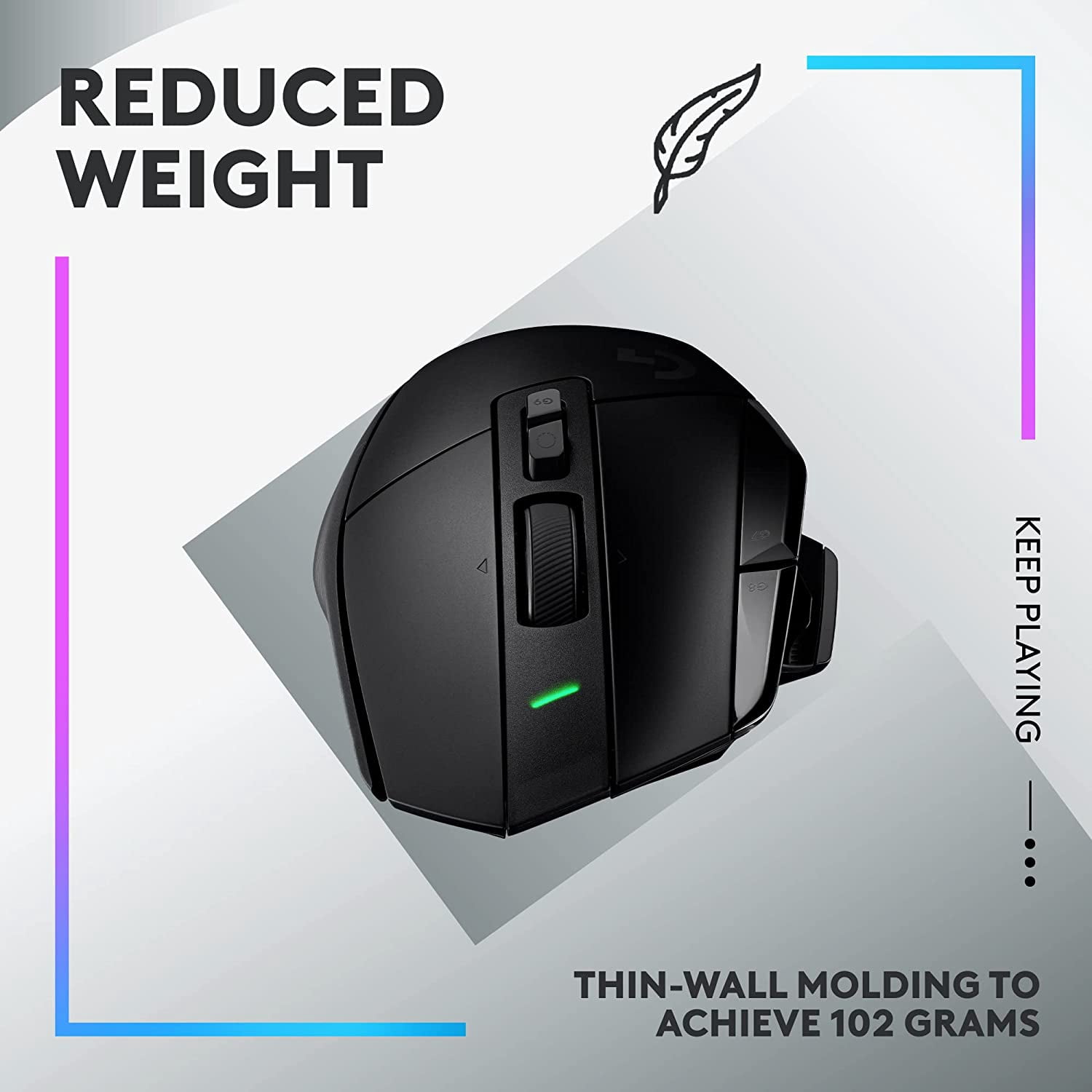 Logitech G502 X LIGHTSPEED Wireless Gaming Mouse - Optical mouse with LIGHTFORCE hybrid optical-mechanical switches, HERO 25K gaming sensor, compatible with PC - macOS/Windows - Black