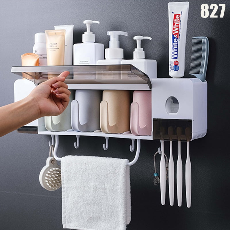 Toothbrush Holder  Multifunctional Bathroom Toothpaste Caddy Small White 