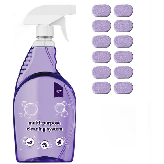 The All-In-One Multi Purpose Cleaning System with Cleaning Tablets, Cleaning Spray for Every Stain - Cleaner (1 Bottle 12 Tablet)