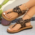 thumbnail image 3 of Women's Fashion Leopard Print Slingback Sandals Open Toe Ankle Strap Flat Dress Shoes Lightweight Flip Flops Beach Sandal Brown Size 6, 3 of 9