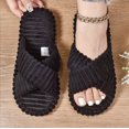 thumbnail image 2 of Slippers for Women Memory Foam House Bedroom Corduroy Crossbands Open Toe Slides Sandals Shoes Comfy Trendy Gift for womens Anti-Skid sole, 2 of 10