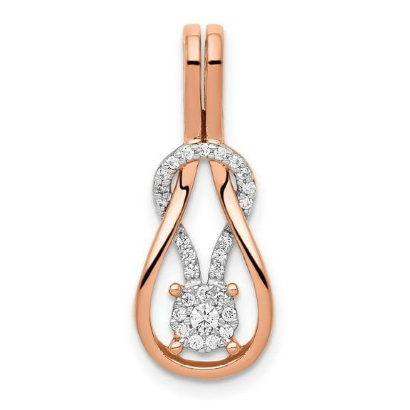 14k Rose Gold Lab Grown Diamond Knot Slide Pendant Necklace Measures 25.17mm Long Jewelry for Women