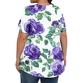 thumbnail image 4 of Jusqu'à 50 % de Rabais Horkkom Hauts Grande Taille pour Femmes Décontractés à Imprimé Floral Manches Courtes Hauts d'Été Plissés Tunique à Col Rond TG, 4 of 6