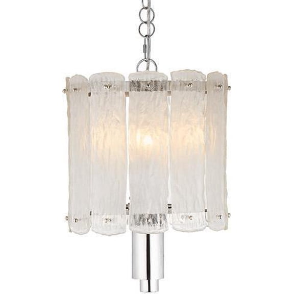 Pendant Light Tower 1920s Art Deco Switzerland Frosted Textured Glass Chrome