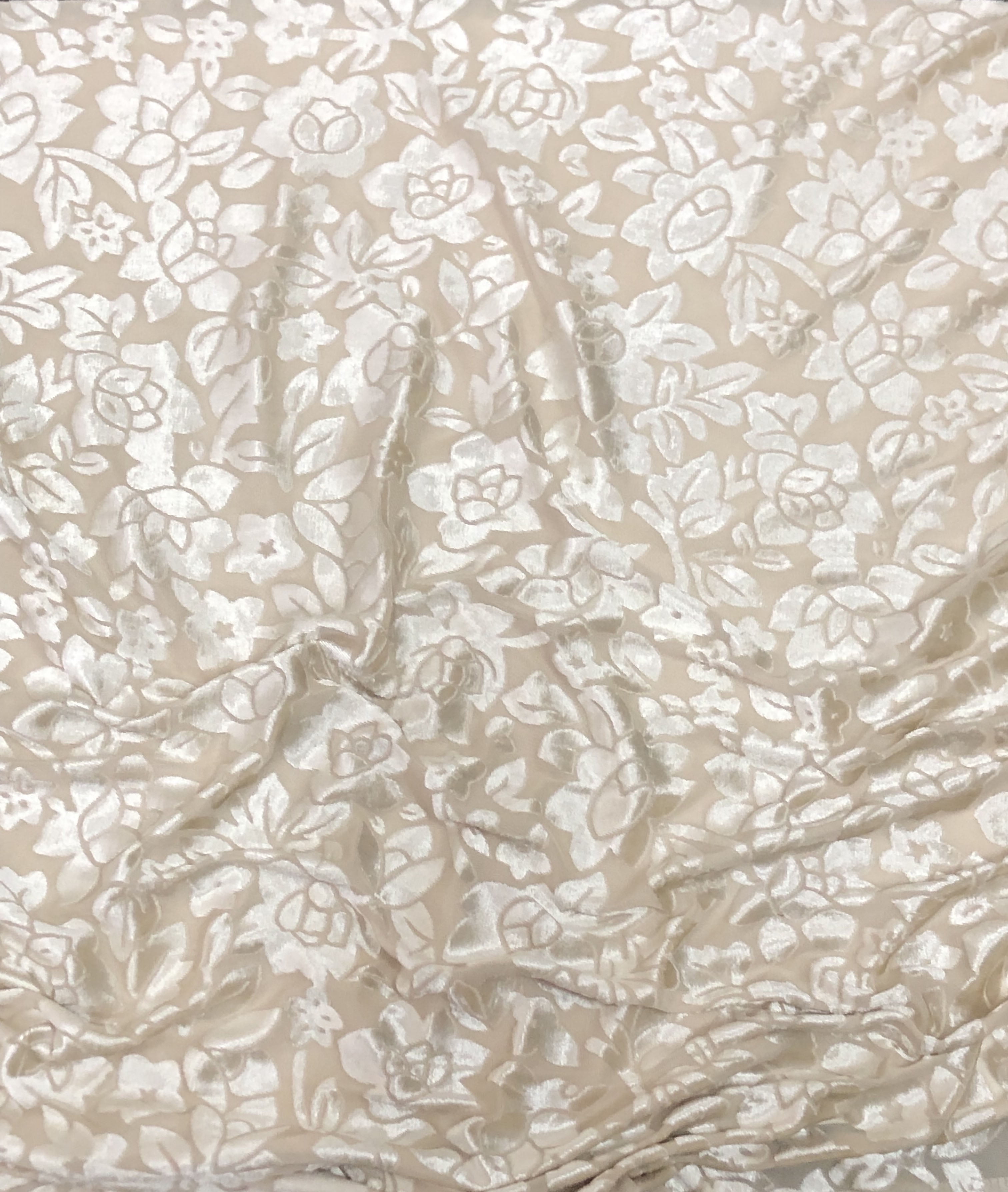 Floral Print on Ivory Burnout Velvet Fabric by the Yard - Walmart.com