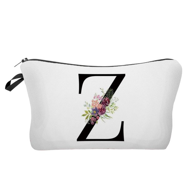 Regalos para las Mujeres Bolsa de Maquillaje de la Carta de la Flor, Bolsa de Maquillaje de la Carta, Bolsa de Maquillaje de la Primera Carta, Regalo de Cumpleaños de las Señoras, Amiga de la Madre, B