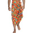 thumbnail image 2 of HAPPY BAY Men's Pareo Regular Holiday Sarong Long Beach Wrap One Size Orange, Tropical Parrot Summer Vacation Aloha, 2 of 4