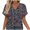 Blue, variant on Womens Summer Tops Stylish Casual Loose Floral Print Short Sleeve Out Blouse V-Neck Out Going Top