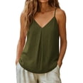 thumbnail image 4 of Casual Sleeveless Tank Tennis Top for Everyday Wear Womens Classic Solid Vest Wardrobe Piece Army Green XL, 4 of 7