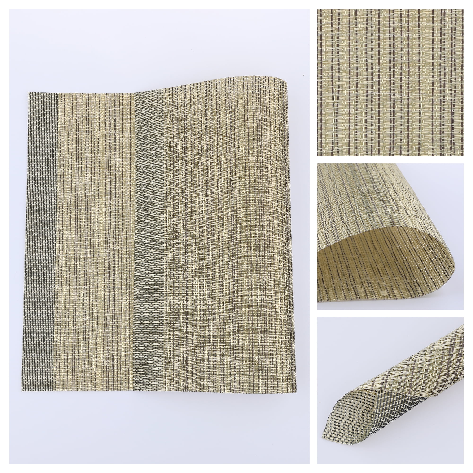 Unique Bargains Set of 8 Washable Placemats for Kitchen Dining Table Decor Gold