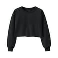 thumbnail image 1 of WRKEKC Hauts à Manches Longues pour Femmes Couleur Unie Col Rond Manches Courtes Automne Haut à Manches Longues pour Femmes Chemise Courte Décontractée Tendance, 1 of 4