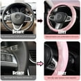 thumbnail image 6 of Pink D Shaped Leather Steering Wheel Cover with Bling Diamond 15 Inch, Universal Steering Wheel Wrap Protector Car Interior Accessories for Women, 6 of 8