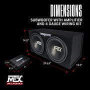 MTX Dual 12-Inch Loaded Subwoofer Enclosure Package with Amplifier and 4-Gauge Wiring kit