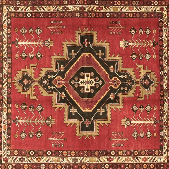 Ahgly Company Indoor Square Persian Brown Traditional Area Rugs, 7' Square