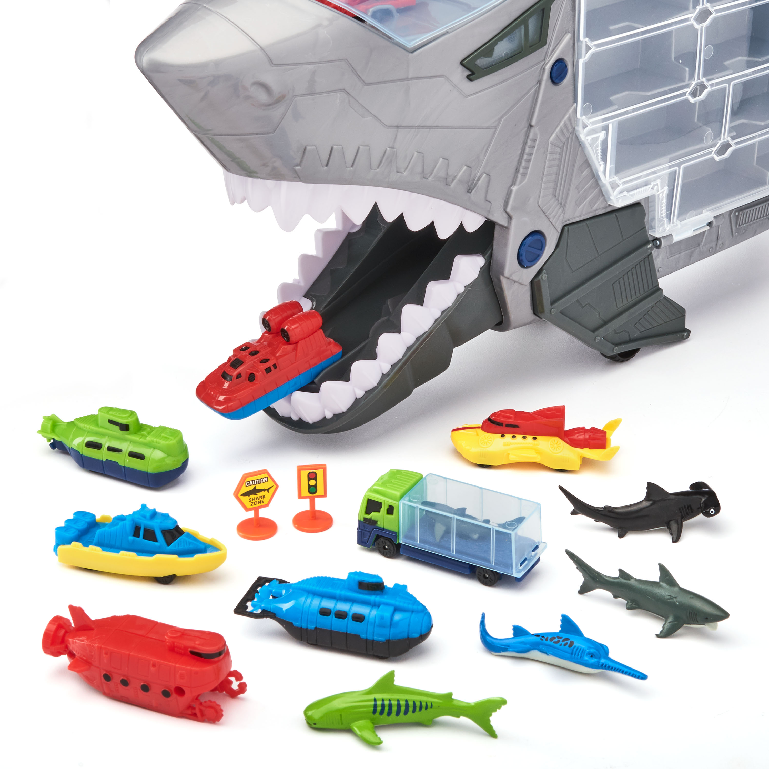 Kid Connection Shark Figure and Vehicle Transporter Play Set, 18 Pieces - image 4 of 6